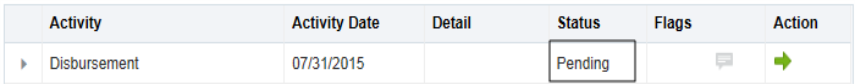 Activity in pending status